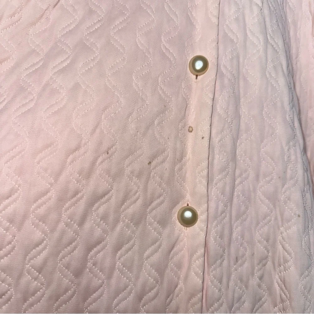 Vintage Hedy Weitz 50s Baby Pink Quilted Button Down Pearl Collar Robe